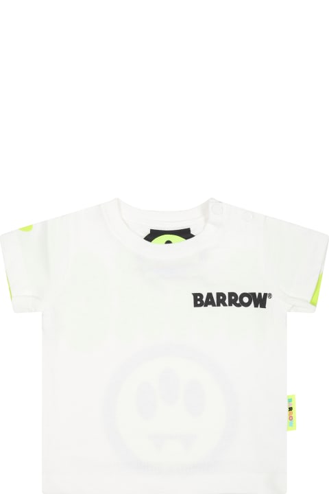 ベビーボーイズ トップス Barrow White Baby T-shirt With Smiley Face