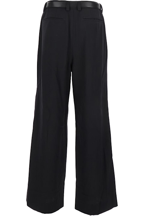 Juun.J لـ Women Juun.J Black Trousers With Built-in Belt And Pleated Design In Wool Blend Man