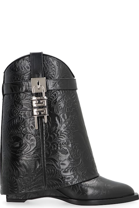 Shoes for Women Givenchy Shark Lock Cowboy Leather Ankle Boots