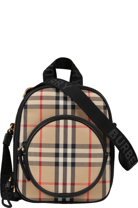 Beige Bag For Girl With Iconic Vintage Check