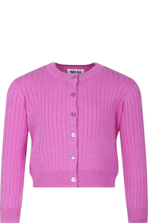 Sweaters & Sweatshirts for Girls Molo Fuchsia Cardigan For Girls
