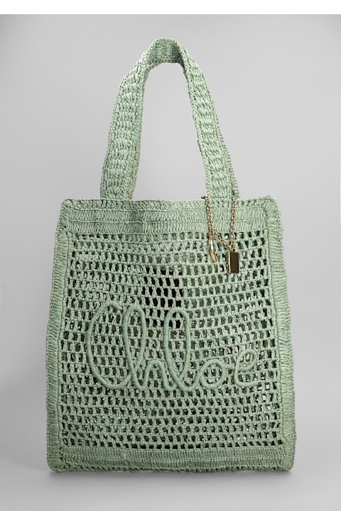 Chloé Summer Banana Tote In Green Raffia