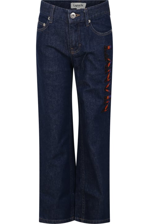 Homeware Lanvin Light-blue Jeans For Boy With Embroidered Logo