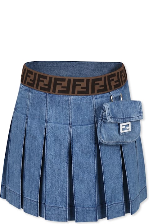 Homeware Fendi Blue Skirt For Girl With Ff