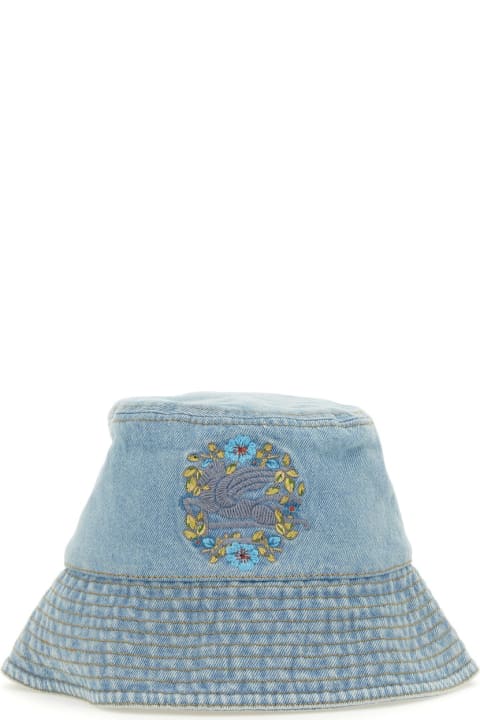 Etro Women Etro Denim Bucket Hat With Embroidery