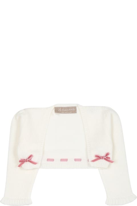 Sweaters & Sweatshirts for Baby Girls La stupenderia White Cardigan For Baby Girl With Bows