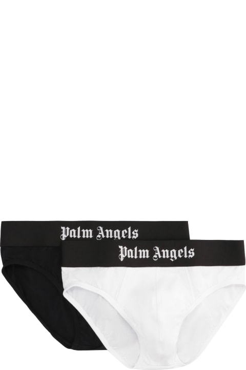 أدوات منزلية Palm Angels Set Of Two Cotton Briefs With Logoed Elastic Band