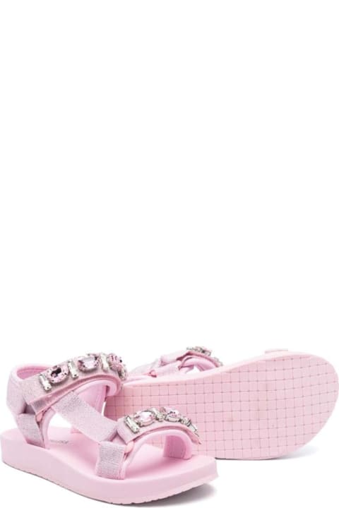 Monnalisa for Kids Monnalisa Pink Sandals With Rhinestones In Polyamide Girl