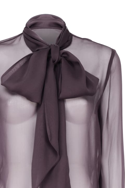 Saint Laurent Clothing for Women Saint Laurent Silk Lavallière Collar Shirt