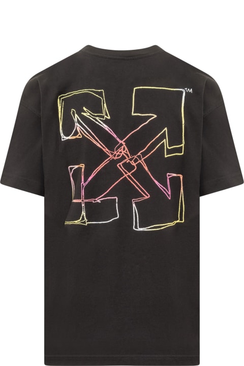 Off-White for Women Off-White Black T-shirt With Design And Arrow Motif