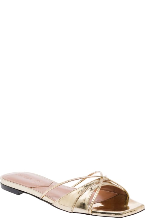 Fashion for Women D'Accori 'lust' Gold-colored Flat Sandals With Criss-cross Straps In Metallic Fabric Woman