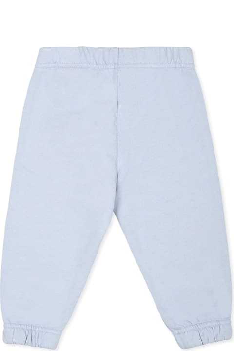 Off-White Bottoms for Baby Girls Off-White Light Blue Trousers For Baby Boy With Logo