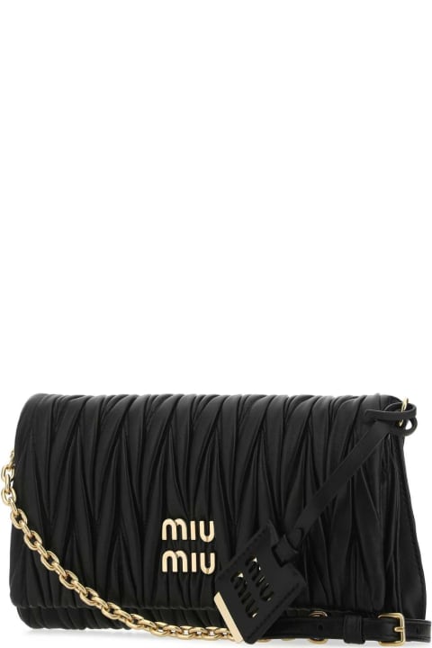 Miu Miu Shoulder Bags for Women Miu Miu Black Nappa Leather Clutch
