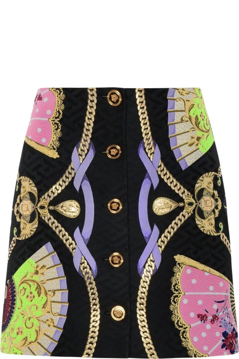 Versace for Women Versace Graphic Printed Buttoned Mini Skirt
