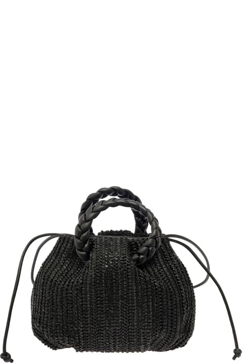 Hereu for Women Hereu 'woven Bombon' Black Handbag With Braided Handles In Woven Leather Woman