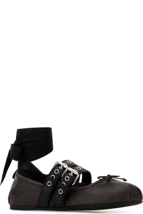 Miu Miu Dark Brown Leather Ballerinas