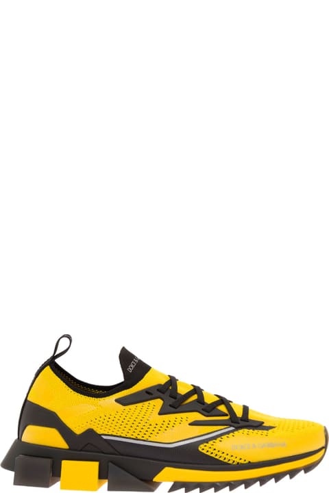 Dolce & Gabbana Man's Yellow And Black Mesh Sorrento Sneakers
