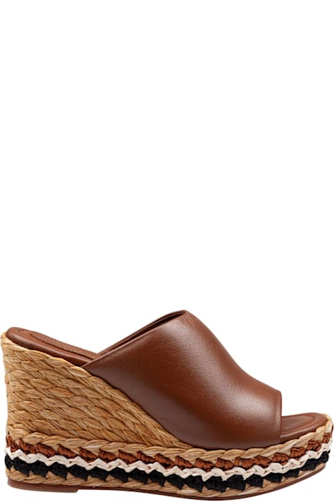 Homeware Paloma Barceló Paloma Oriane Leather Sandal With Raffia Wedge