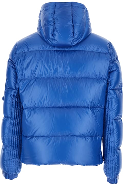 Homeware TATRAS 'belbo' Blue Down Jacket With Fixed Hood And Logo Patch On The Sleeve In Tech Fabric Man
