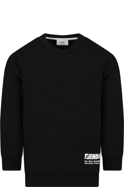 Black Sweatshirt For Kids With Double Ff