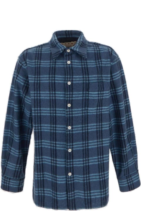 Shirts for Men Marni Check Pattern Buttoned Flannel Shirt