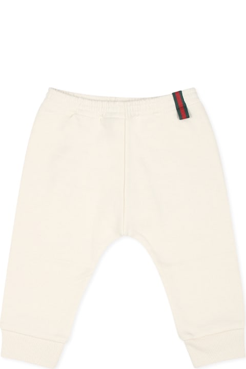 Bottoms for Baby Boys Gucci Ivory Trousers For Babykids With Logo