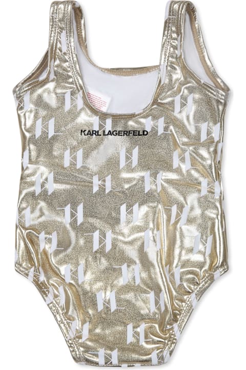 Homeware Karl Lagerfeld Kids Gold Swimsuit For Baby Girl With Logo