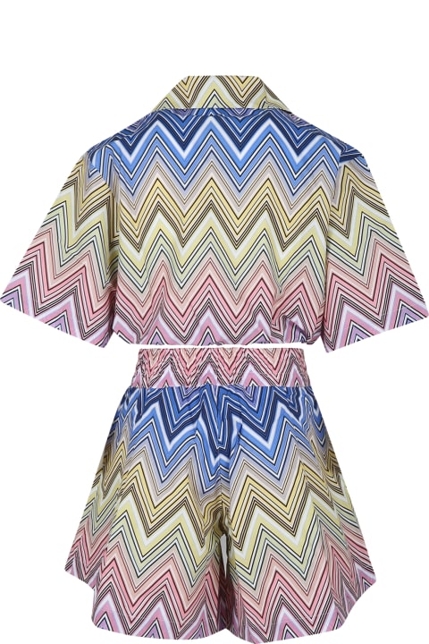 Missoni for Kids Missoni Multicolor Suit For Girl With Chevron Pattern