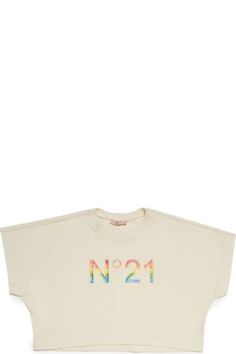 N.21のガールズ N.21 T-shirt Con Stampa