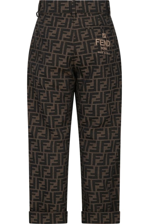 Fendi for Boys Fendi Brown Trousers For Boy With Ff