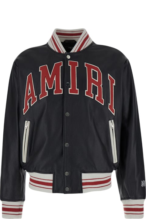 Fashion for Men AMIRI Black Bomber Jacket With Logo Patch In Leather Man