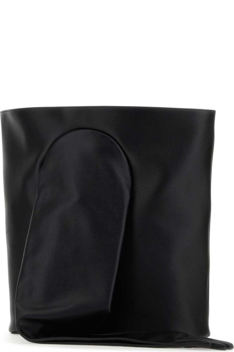 Balenciaga Women Balenciaga Black Leather Large Glove Shoulder Bag