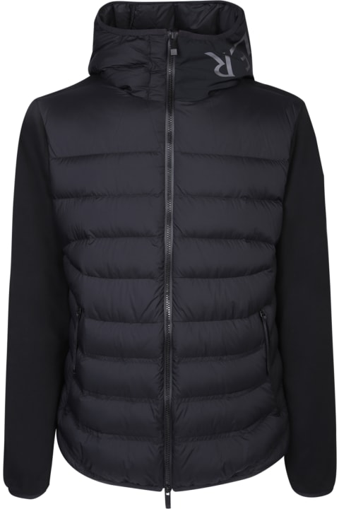 Sweaters for Men Moncler Black Cardigan With Logoed Hood