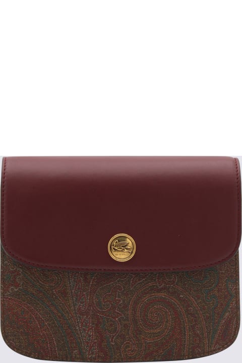 Clutches for Women Etro Bordeaux And Multicolour Paisley Essential Medium Shoulder Bag