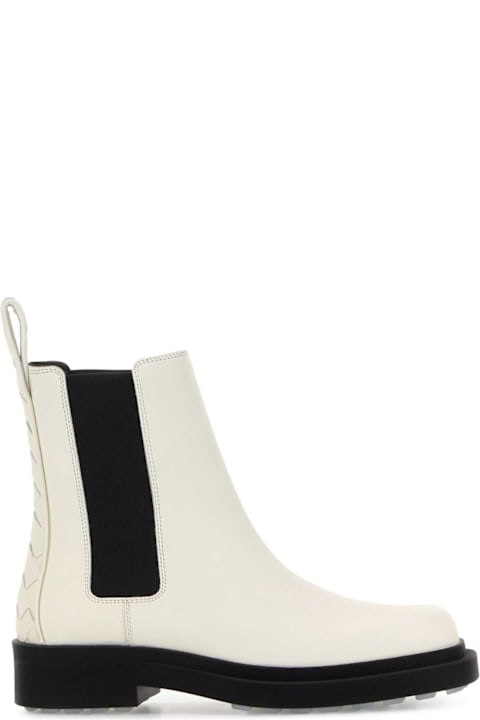 Bottega Veneta for Kids Bottega Veneta Ivory Leather Chelsea Ben Ankle Boots