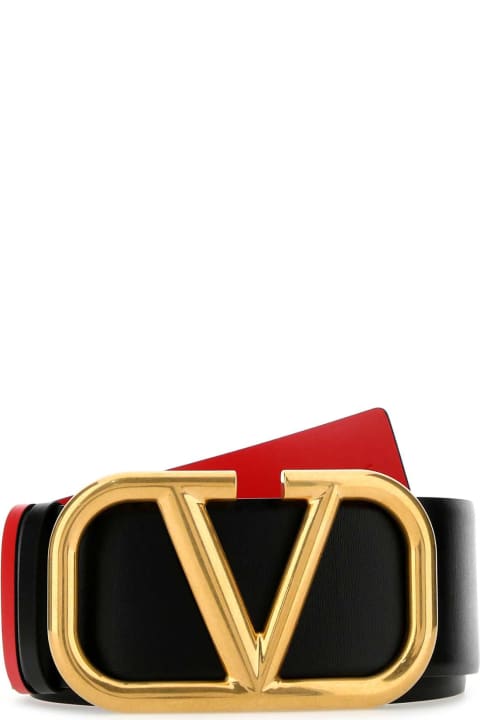 Valentino Garavani Accessories for Women Valentino Garavani Black Leather Vlogo Signature Reversible Belt