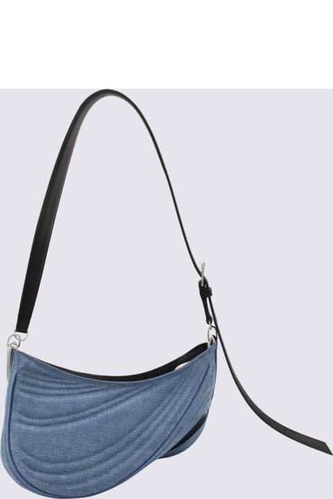 Mugler for Women Mugler Blue Leather Curve Shoulder Bag
