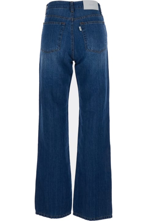 Jeans for Women Dunst Blue Flared Jeans In Cotton And Linen Woman