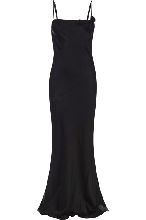 ウィメンズ新着アイテム Blumarine Long Black Dress With Decor Rose