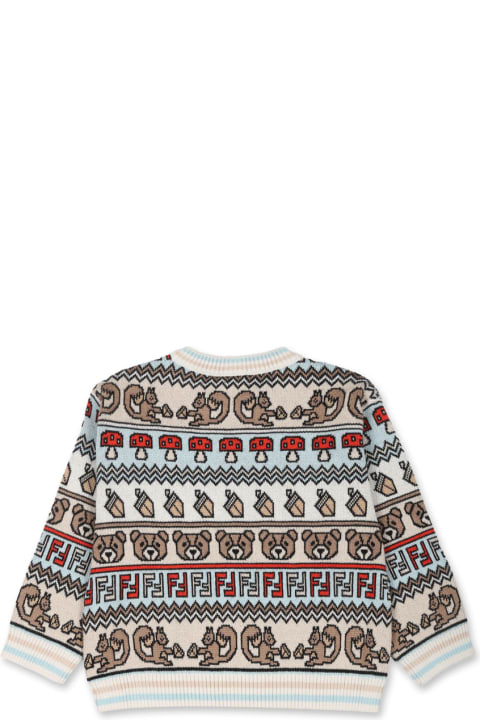 Fendi سترات وبلوزات ثقيلة لـ رُضع بنات Fendi Multicolor Sweater For Baby Boy With Icoinc Ff