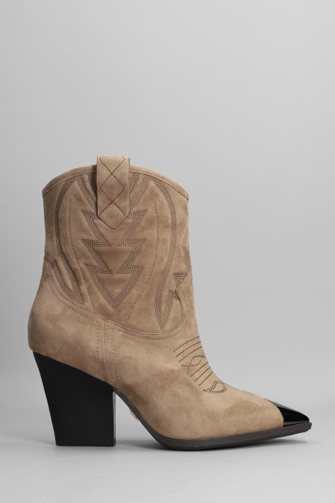 Texan Ankle Boots In Taupe Suede
