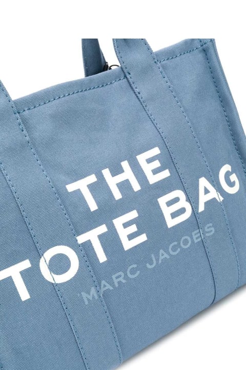 أدوات منزلية Marc Jacobs Light Blue Canvas Traveler Tote Handbag With Logo Print