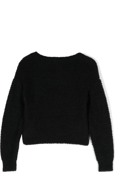 Chiara Ferragni Sweaters & Sweatshirts for Girls Chiara Ferragni Black Cropped Sweater With Logo Detail In Plush Effect Fabric Girl