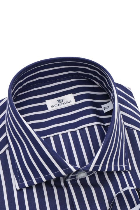 Clothing Sale for Men Sonrisa Blue And White Striped Shirt