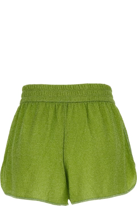 Oseree Pants & Shorts for Women Oseree Green Shorts With Elastic Waistband In Lurex Woman