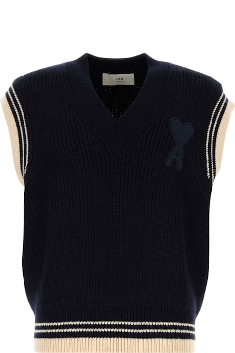 Ami Alexandre Mattiussi معاطف وجواكت لـ السيدات Ami Alexandre Mattiussi Midnight Blue Wool Vest