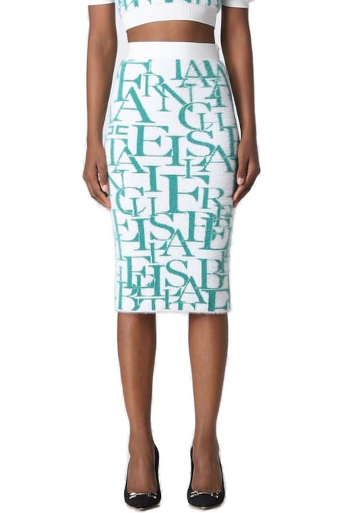 Elisabetta Franchi Skirts for Women Elisabetta Franchi All-over Lettering Detail Knit Skirt Elisabetta Franchi