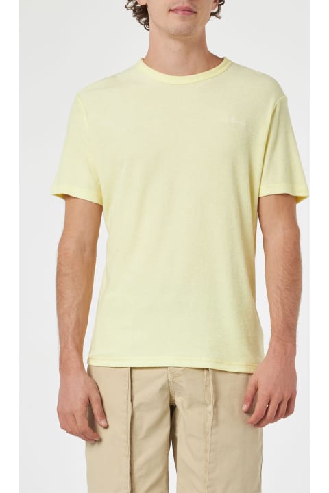 Homeware MC2 Saint Barth Man Yellow Terry T-shirt Gary With St. Barth Embroidery