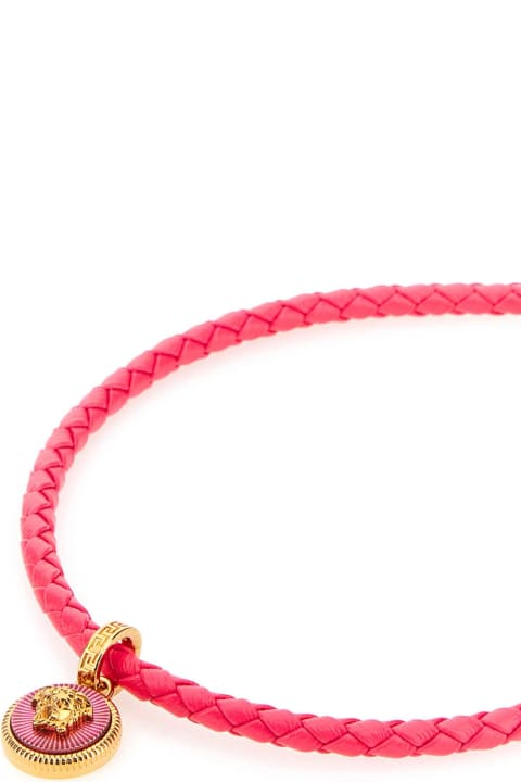 Fashion for Women Versace Dark Pink Leather Necklace