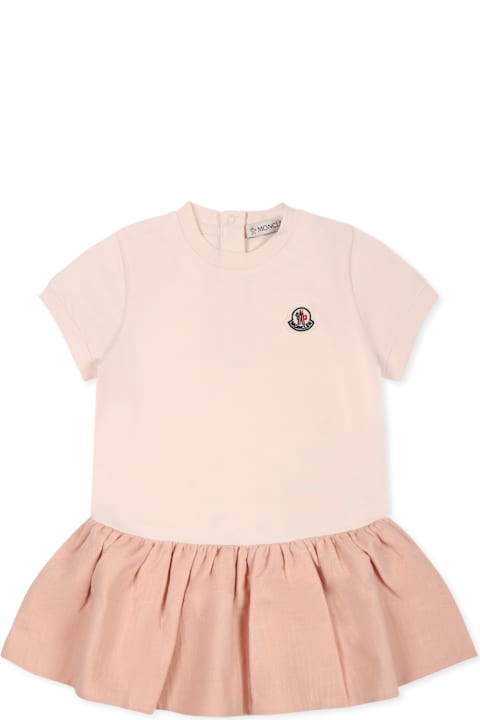 Moncler Bodysuits & Sets for Baby Girls Moncler Pink Dress For Baby Girl With Logo